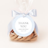 Bleke Blue Gingham Boy's Baby shower Bedankjes Labels