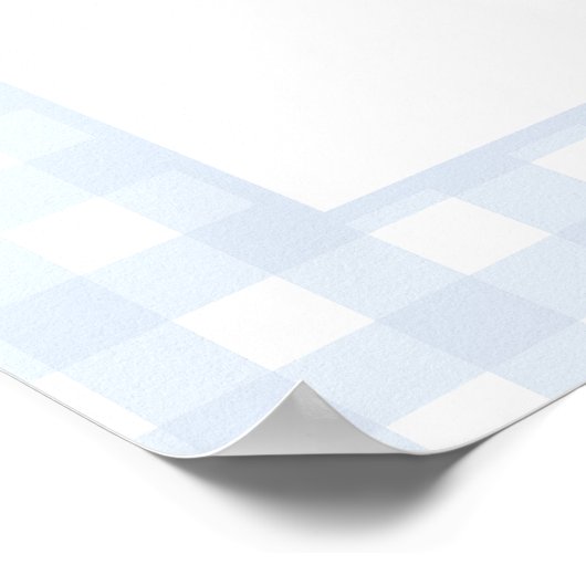 Bleke Blue Gingham Classic Baby Boy Welkomstbord Poster (Hoek)