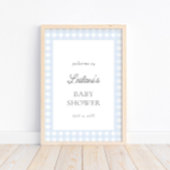 Bleke Blue Gingham Classic Baby Boy Welkomstbord Poster