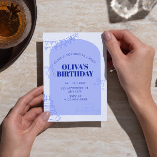 Bleke Blue Modern Sweet 16 Verjaardag voor Meisje Kaart