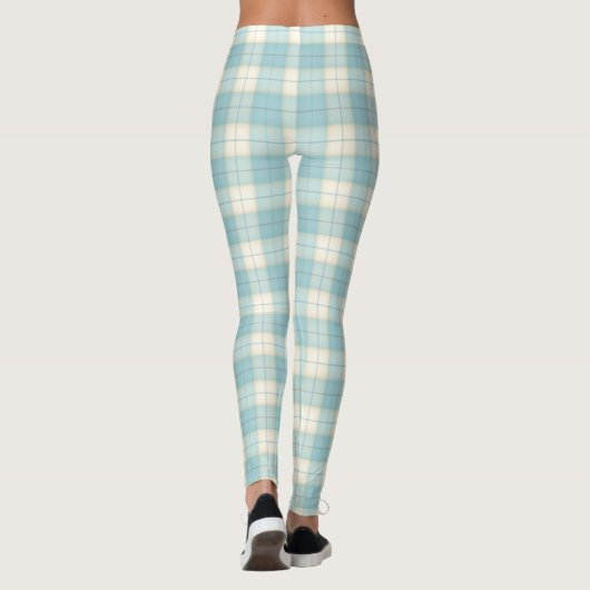Bleke Blue Plaid Tartan Leggings (Achterkant)