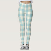 Bleke Blue Plaid Tartan Leggings (Voorkant)