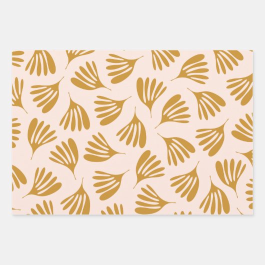 Bleke Blush en Mosterd Wisp Leaves Eigentijds Inpakpapier Vel (Voorkant)