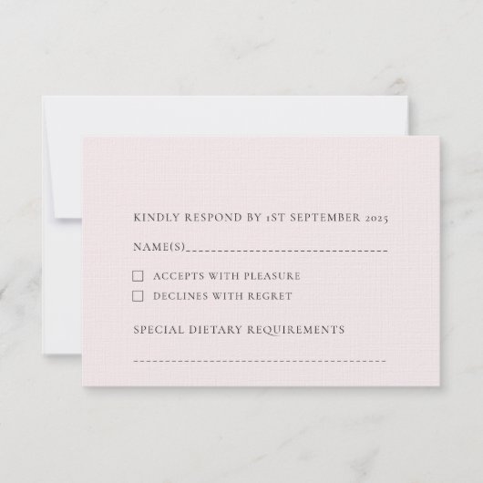 Bleke Blush Licht Roze Plain Solid Achtergrond RSVP Kaartje (Voorkant)
