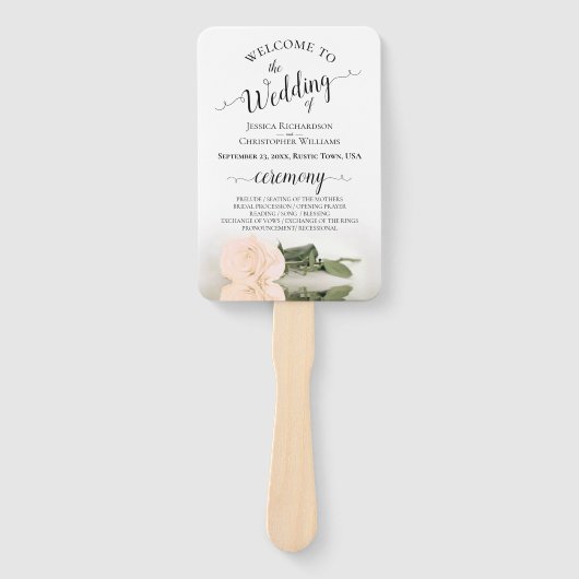 Bleke Blush Peach Roos Elegant Wedding Programma Handwaaier (Voorkant)