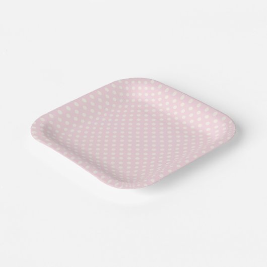 Bleke Blush Pink met Off-White Dot Pattern Papieren Bordje (Gebogen)