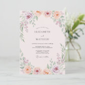 Bleke Blush Pioen Huwelijk Kaart (Staand voorkant)