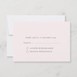 Bleke Blush Romantische Minimal Solid Plain Achter RSVP Kaartje