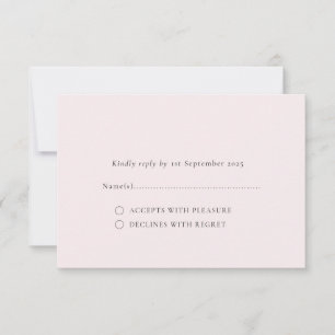 Bleke Blush Romantische Minimal Solid Plain Achter RSVP Kaartje