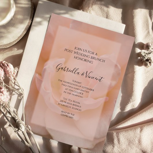 Bleke Blush Roze Roos Bloemige Post Bruiloft Brunc Kaart