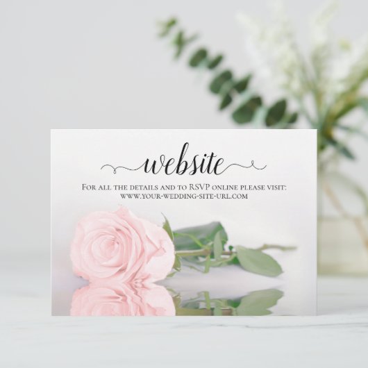 Bleke blush roze roze bruidsroze website voor wedd informatiekaartje (Staand voorkant)