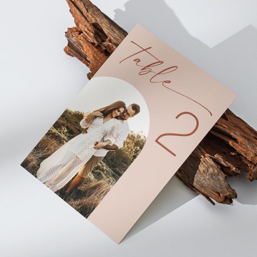 Bleke Blush Script Wedding | Elegante boogfoto Kaart