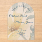 Bleke Boter Geel Waterverf Bloemen Huwelijk Acryl Uitnodigingen (Voorkant)