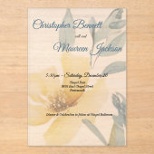 Bleke Boter Geel Zacht Blauw Bloemen Huwelijk Acryl Uitnodigingen (Voorkant)