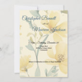 Bleke Boter Geel Zacht Blauw Bloemen Huwelijk Kaart (Voorkant)