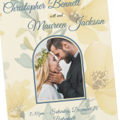 Bleke Boter Geel Zacht Blauw Bloemen Huwelijk Save The Date