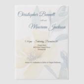 Bleke Boter Geel Zacht Blauw Bloemen Huwelijk Vellum Uitnodigingen (Voorkant)