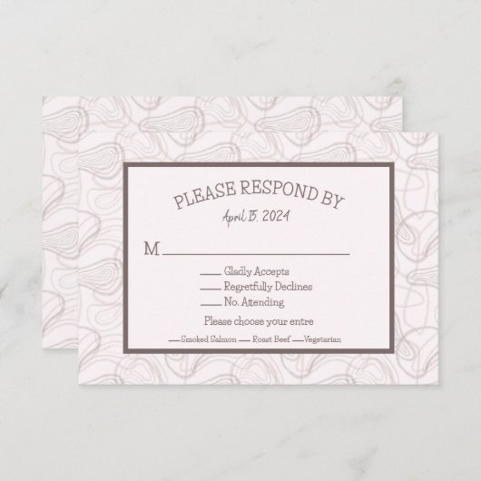 Bleke Bourgondische Abstracte bruiloft RSVP Kaartje (Voorkant / Achterkant)