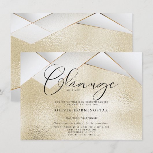 Bleke Champagne Gold Pearl Facets Postponed Shower Kaart (Voorkant / Achterkant)