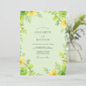 Bleke Citroen Ranunculus Eucalyptus Bruiloft Kaart (Staand voorkant)