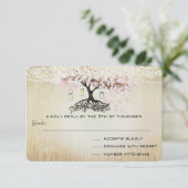 Bleke Dogwood Heart Leaf Tree Gold Wedding Invites Kaart (Staand voorkant)