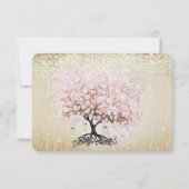 Bleke Dogwood Heart Leaf Tree Gold Wedding Invites Kaart (Achterkant)