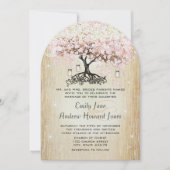 Bleke Dogwood Heart Leaf Tree Gold Wedding Invites Kaart (Voorkant)