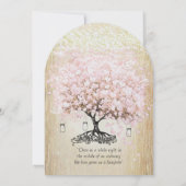 Bleke Dogwood Heart Leaf Tree Gold Wedding Invites Kaart (Achterkant)