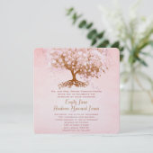 Bleke Dogwood Pink Heart Tree Wedding Invitations Kaart (Staand voorkant)