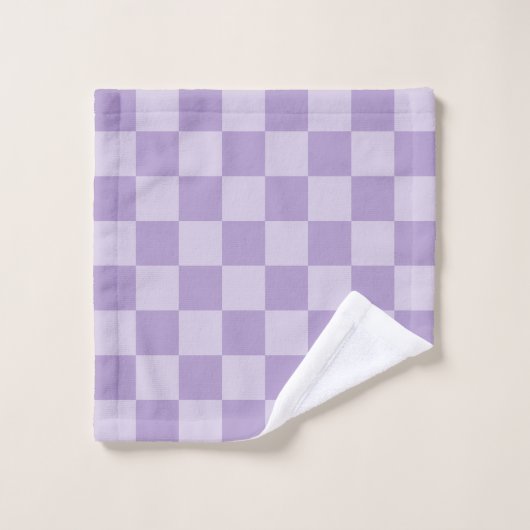 Bleke en Pastel Paarse Eentonige Geruite Washandje (Wasdoekje)