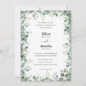 Bleke eucalyptus omhelzen bruiloft uitnodiging (Voorkant)
