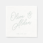 Bleke eucalyptus | Overmaatse Script Names Weddens Servet (Voorkant)