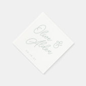 Bleke eucalyptus | Overmaatse Script Names Weddens Servet (Hoek)