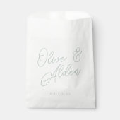 Bleke Eucalyptus overmaatse Script Names Weddensch Bedankzakje (Voorkant)
