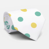 Bleke geel en Blauwgroen groene stippen Stropdas (Opgerold)
