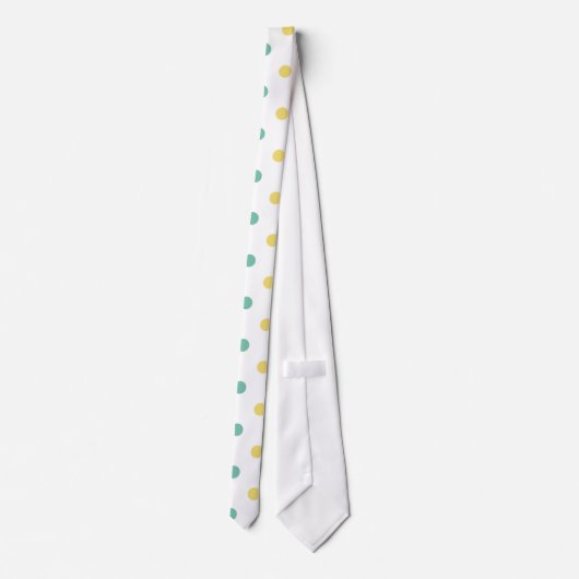 Bleke geel en Blauwgroen groene stippen Stropdas (Achterkant)