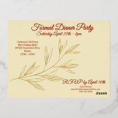 Bleke Geel & Graphic Gold Leaf Verjaardag Folie Uitnodiging Briefkaart (Achterkant)