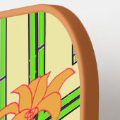 Bleke Geel Groene Geo Bloemen Pickleball Paddle (Links Detail)