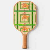 Bleke Geel Groene Geo Bloemen Pickleball Paddle (Achterkant)