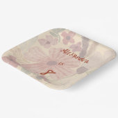 Bleke Geel & Roestige Rode Waterverf Bloemen Papieren Bordje (Gebogen)