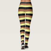 Bleke geel, zwarte en bruine strepen leggings (Achterkant)