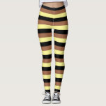 Bleke geel, zwarte en bruine strepen leggings<br><div class="desc">Abstracte digitale kunst van bleek gele,  zwarte en bruine strepen</div>