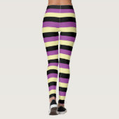 Bleke geel, zwarte en Paarse strepen Leggings (Achterkant)
