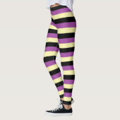 Bleke geel, zwarte en Paarse strepen Leggings (Links)