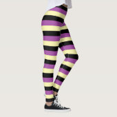 Bleke geel, zwarte en Paarse strepen Leggings (Rechts)