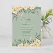 Bleke Gele Blad Eucalyptus Bruiloft Kaart (Staand voorkant)