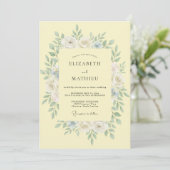 Bleke Gele Bladkleur Stof Eucalyptus Bruiloft Kaart (Staand voorkant)