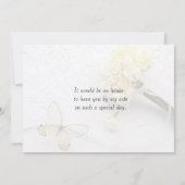 Bleke gele bloemen met vlindermaid kaart (Achterkant)