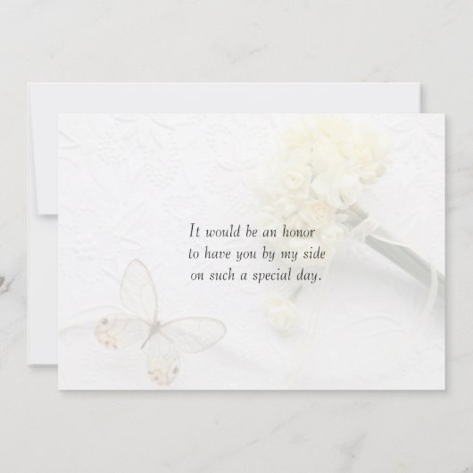 Bleke gele bloemen met vlindermaid kaart (Achterkant)