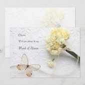 Bleke gele bloemen met vlindermaid kaart (Voorkant / Achterkant)